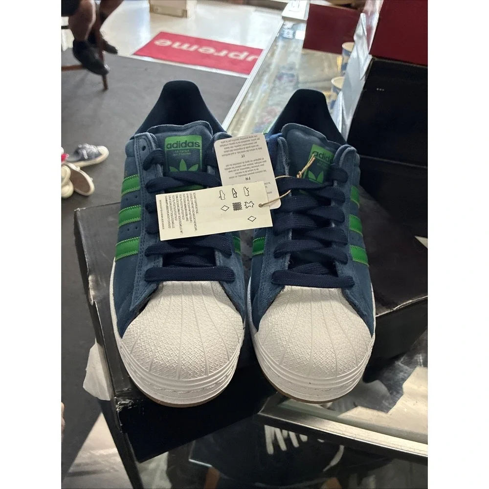 adidas Superstar ADV Mens Blue Green Sneakers Athletic Shoes JQ2098 Sz 10.5 NEW